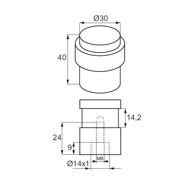 Drstopper "Moth" -  Rustfri Stl  - 30x40mm
