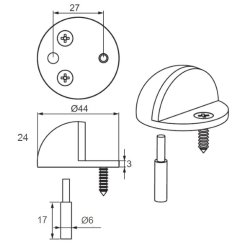 D�rstopper "Snail" -  Rustfri St�l - �44x24mm