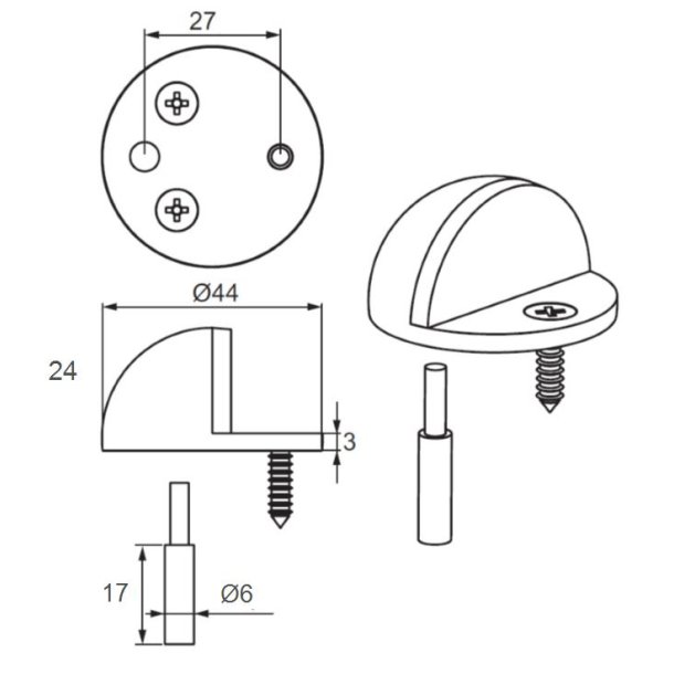D�rstopper "Snail" -  Rustfri St�l - �44x24mm