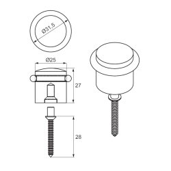 Drstopper "Fly" -  Rustfri Stl - 25x27mm