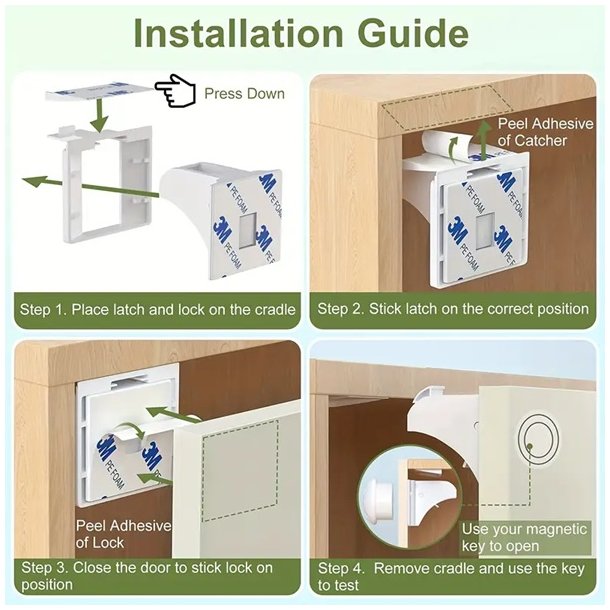 Magnetisk B�rnesikringsl�s "Kind" - 4 stk Pakke