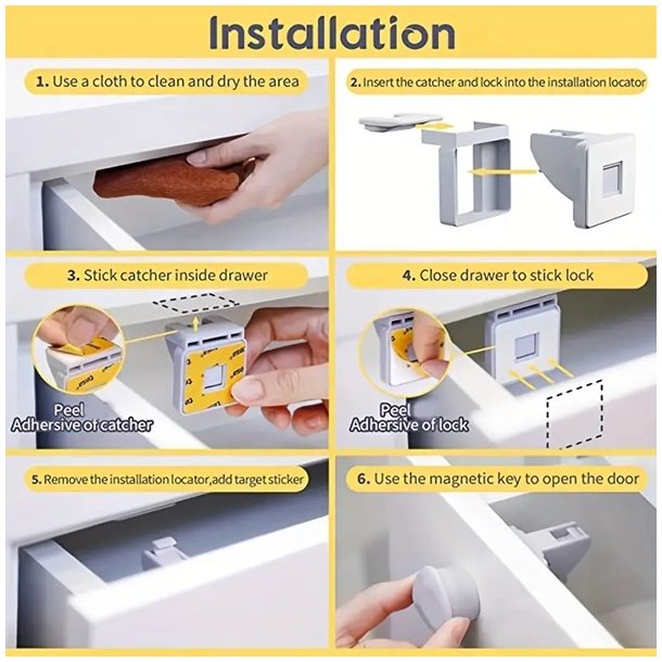 Magnetisk B�rnesikringsl�s "Kind" - 4 stk Pakke