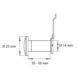 Drspion 14mm - Drtykkelse 35-50mm - Formessinget Zamak