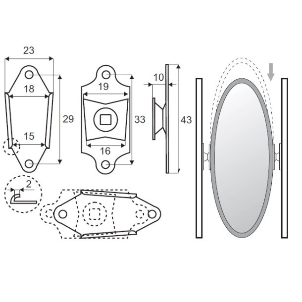 Spejl Drejebeslag - Bronzeret