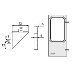 Spejlbeslag 22x22mm Stl - Forniklet