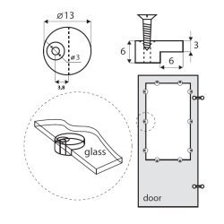 Spejlholder 13mm - til 4mm Spejl