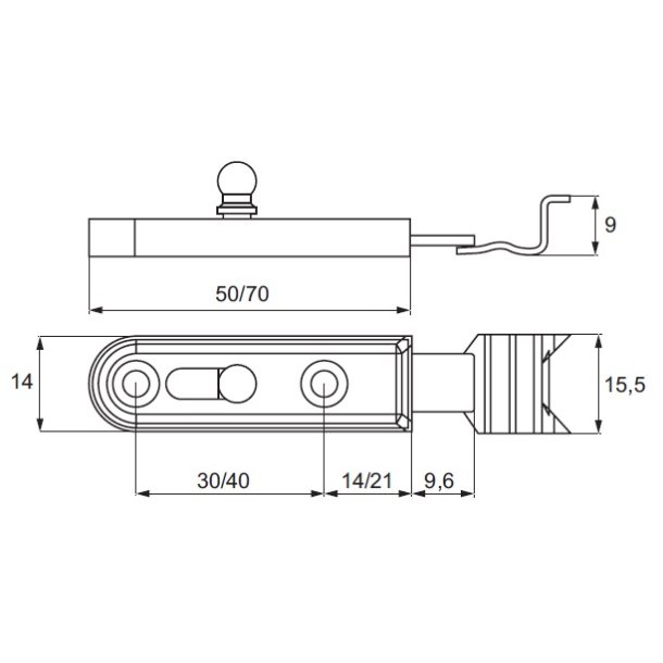 Skudrigle til Mbel - 50mm - med Rundt Greb