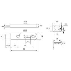 Skudrigle til Mbel - 70mm - med Rundt Greb