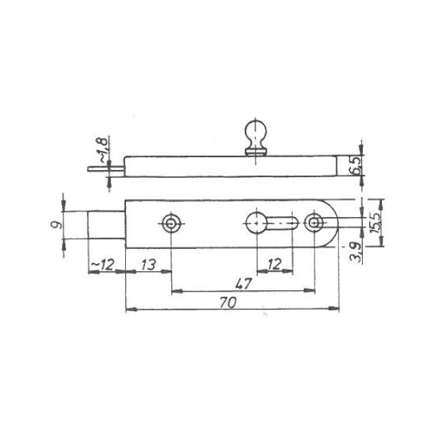 Skudrigle til Mbel - 70mm - Rundt Greb - uden Modblik