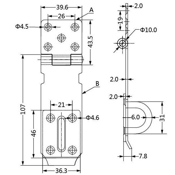 H�ngel�soverfald 107mm - Rustfri St�l