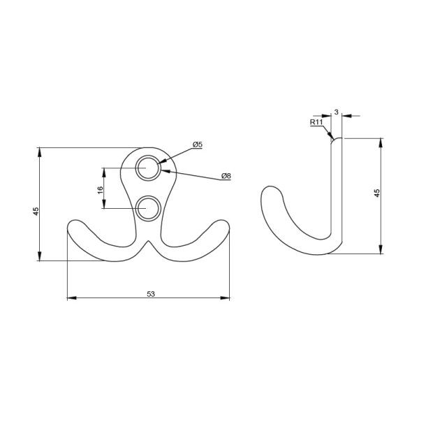 Knage "Octa" - Messing - 2 Kroge