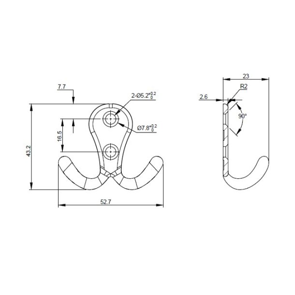 Knage "Octa" - Forkromet - 2 Kroge