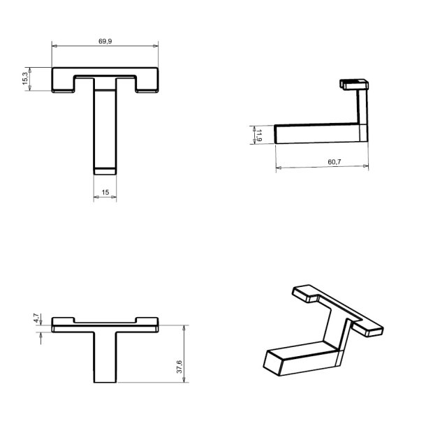 Knage "Facet" - Mat Sort - 2 Kroge