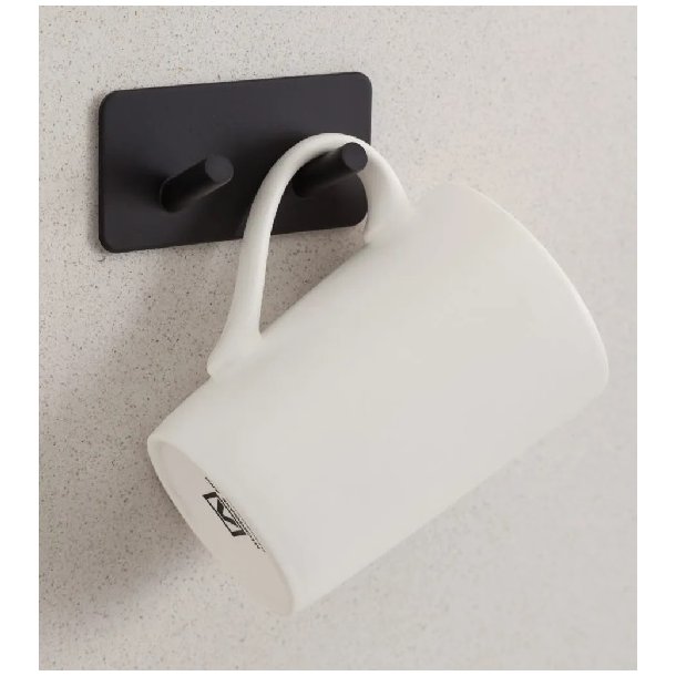 Selvklbende Knage "Pisa" - 2 Kroge - Mat Sort