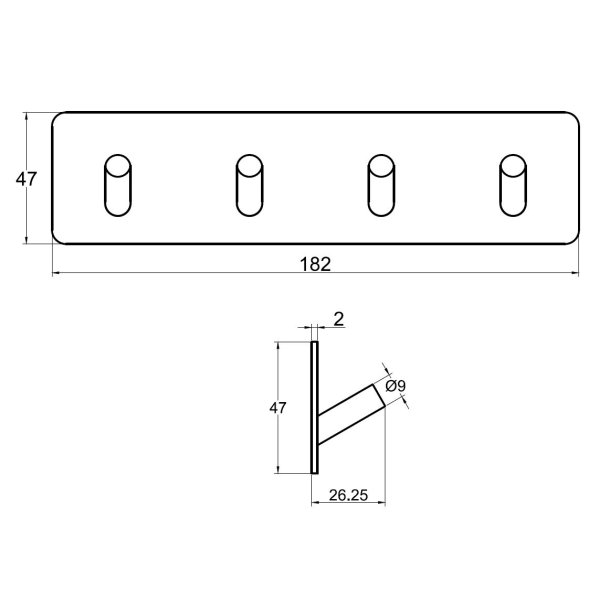 Selvklbende Knage "Pisa" - 4 Kroge - Brstet Messing