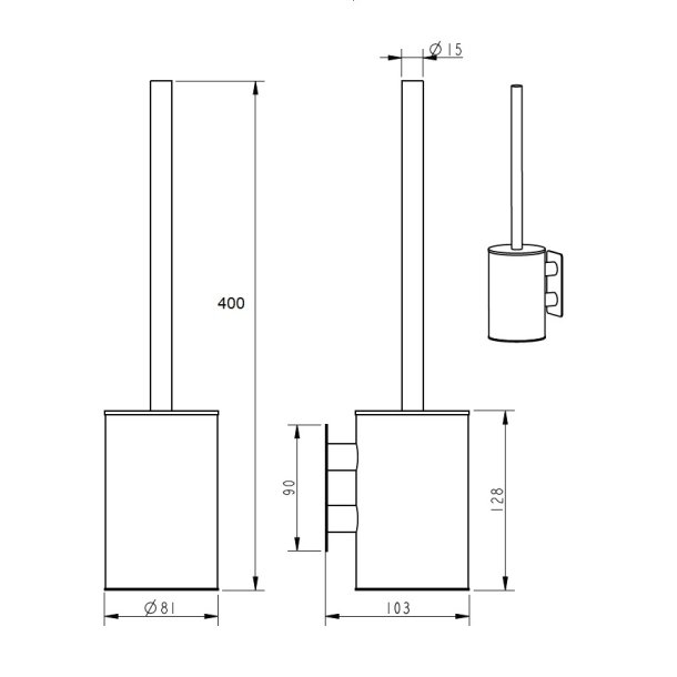 Toiletbrste Vghngt "Pisa" Selvklbende - Brstet Messing