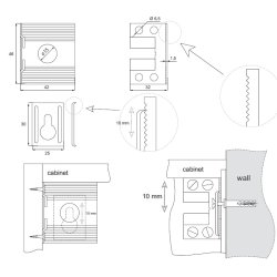 Vgbeslag (3 Dele) til Skab,Reol eller Kommode - Hvid