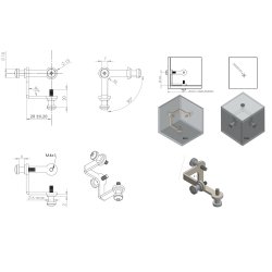Glassamlebeslag "Klo" 3 Sider  - Forniklet