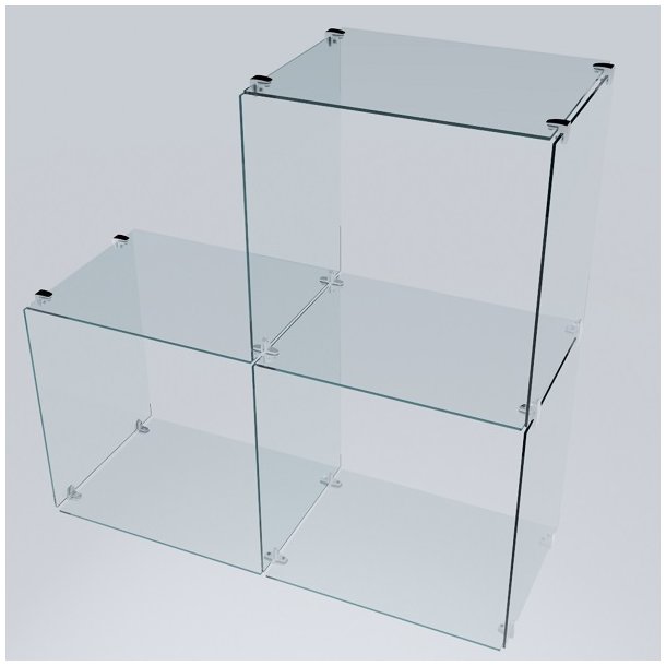 Glassamlebeslag 90 - 2 Sider - Alu -  t/4-6mm Glas