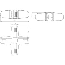 Glassamlebeslag 90 - 4 Sider - Krom -  t/4-6mm Glas