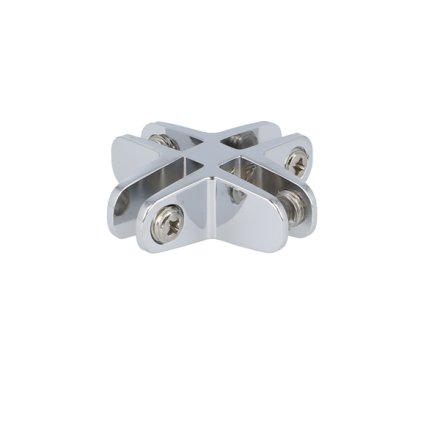Glassamlebeslag 90&deg; - 4 Sider - Krom -  t/4-6mm Glas
