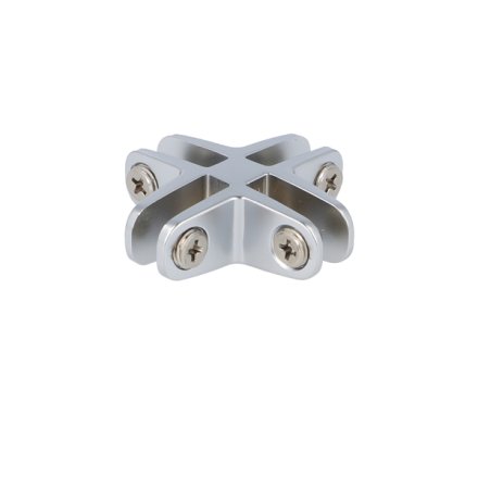 Glassamlebeslag 90&deg; - 4 Sider - Alu -  t/4-6mm Glas