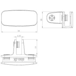 Glassamlebeslag 90 - 3 Sider - Alu -  t/4-6mm Glas