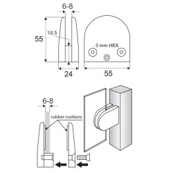 Glasklemme "XL" til 4mm Glas/Akryl - Mat Forniklet