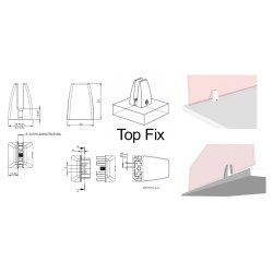 Vrnbeslag til 4-8mm Glas/Akryl - Montering P Bord - Hvid