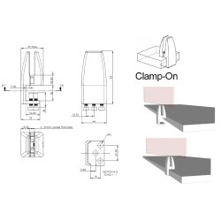 Vrnbeslag til 4-8mm Glas/Akryl - Holder Om Bordkant - Hvid