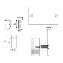 Messing Skiltebeslag - 13x19mm - Alu Look
