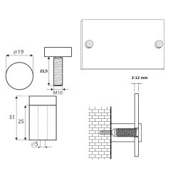 Aluminium Skiltebeslag - 19x25mm - Bl
