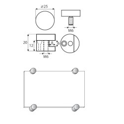 Spejlbeslag - 25x20mm - Poleret Krom