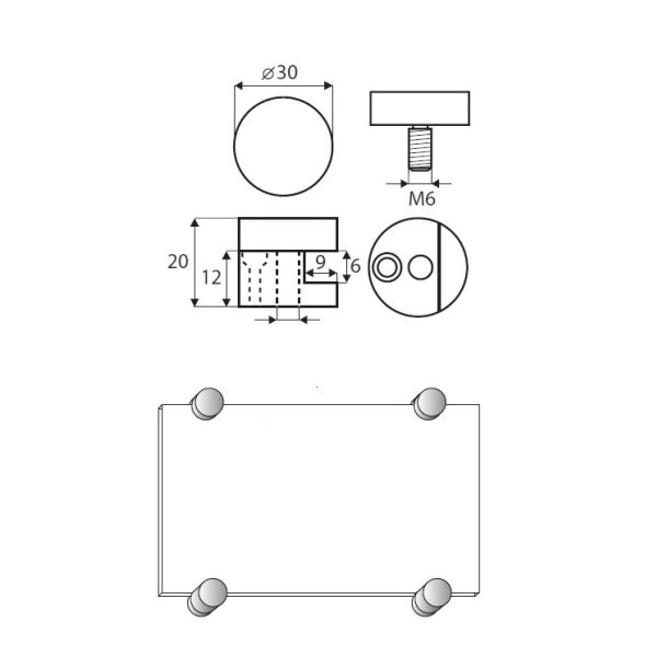 Spejlbeslag - 25x30mm - Brstet Stl Finish