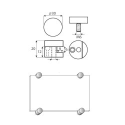 Spejlbeslag - 30x20mm - Poleret Krom