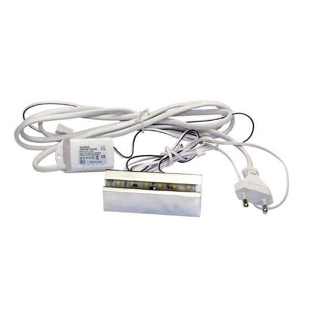 Skilte Klemmeholder - LED (Hvidt Lys) - 120mm - Blank Krom