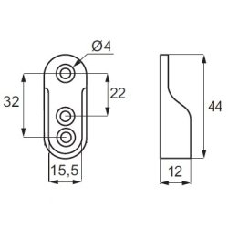 B�jlestangsholder til 15,5x44mm Oval B�jlestang