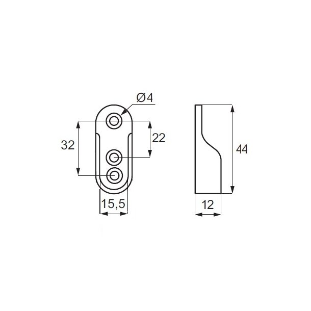B�jlestangsholder til 15,5x44mm Oval B�jlestang