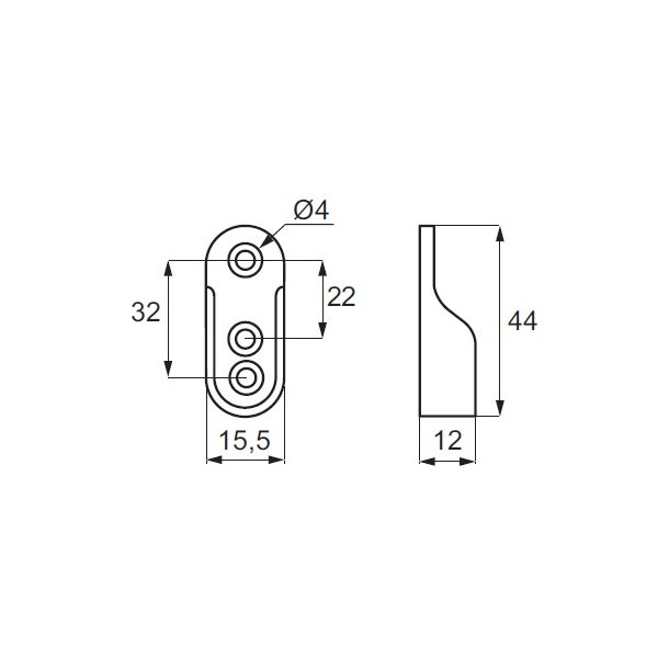 Bjlestangsholder til 15,5x44mm Oval Bjlestang