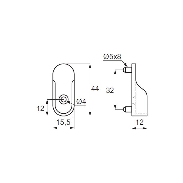 Bjlestangsholder til 15,5x44mm Oval Bjlestang