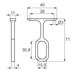 Bjlestangsholder til 15x30mm Oval Bjlestang