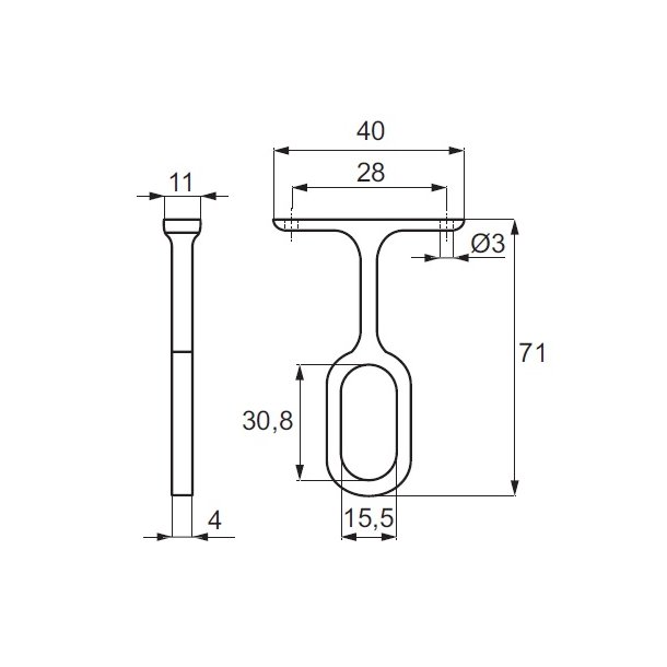 Bjlestangsholder til 15x30mm Oval Bjlestang