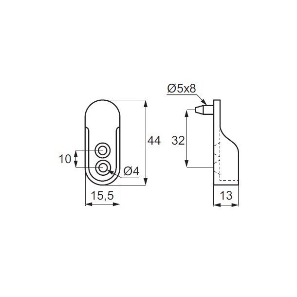 Bjlestangsholder til 15,5x44mm Oval Bjlestang