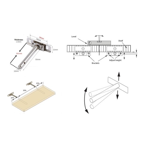 Skjult Hyldebrer 12x101mm - Justerbar