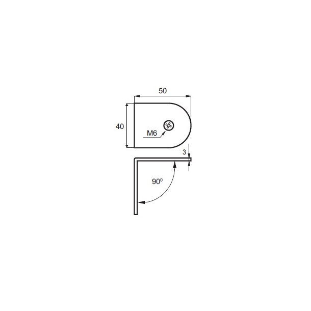 L-Vgbeslag 50x40x3mm - Rustfri Stl