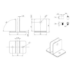 V�gbeslag 67x54x2mm - Sort - Rustfri St�l 304