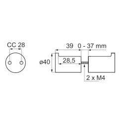 Drknop 40x39mm til Toiletbs - Rustfri Stl