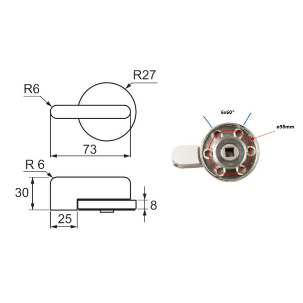 Toiletbes�tning- Rustfri St�l - Massiv - med Mark�r