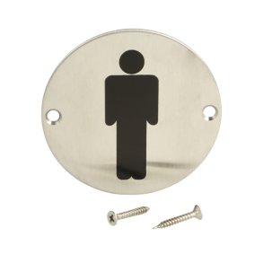 Rundt Toiletskilt - Herre - Rustfri Stl