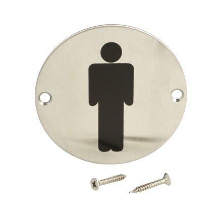 Rundt Toiletskilt - Herre - Rustfri St�l